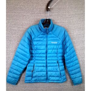 Columbia‎ Womens Jacket Small Blue Omni Heat 700 Goose Down Puffer Gorp Hiking